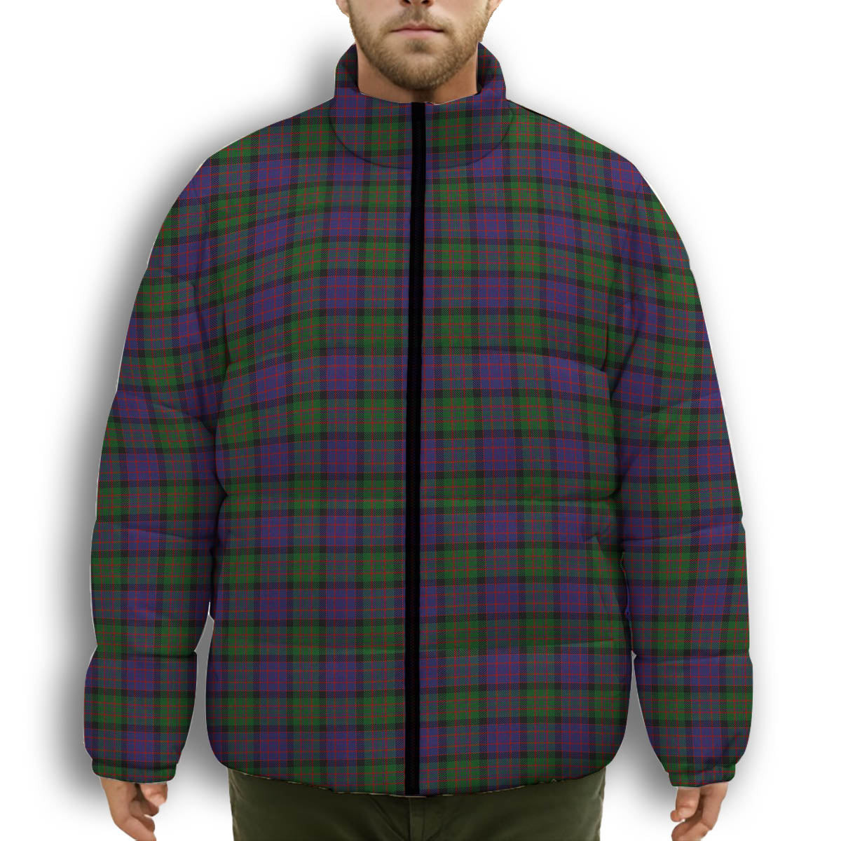 ScotsTee Shop Scottish Denovan The Lairdship of Premium Tartan Collar Down Jacket Winter White Duck Down Plaid
