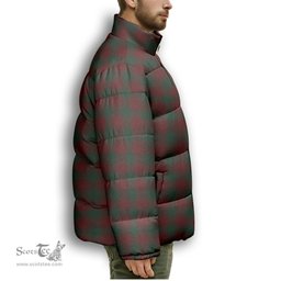 ScotsTee Shop Scottish Donachie of Brockloch Premium Tartan Collar Down Jacket Winter White Duck Down Plaid
