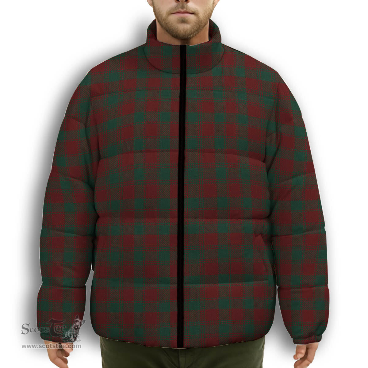 ScotsTee Shop Scottish Donachie of Brockloch Premium Tartan Collar Down Jacket Winter White Duck Down Plaid