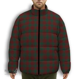 ScotsTee Shop Scottish Donachie of Brockloch Premium Tartan Collar Down Jacket Winter White Duck Down Plaid