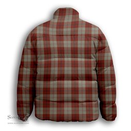 ScotsTee Shop Scottish Davidson Dress Dancers Premium Tartan Collar Down Jacket Winter White Duck Down Plaid