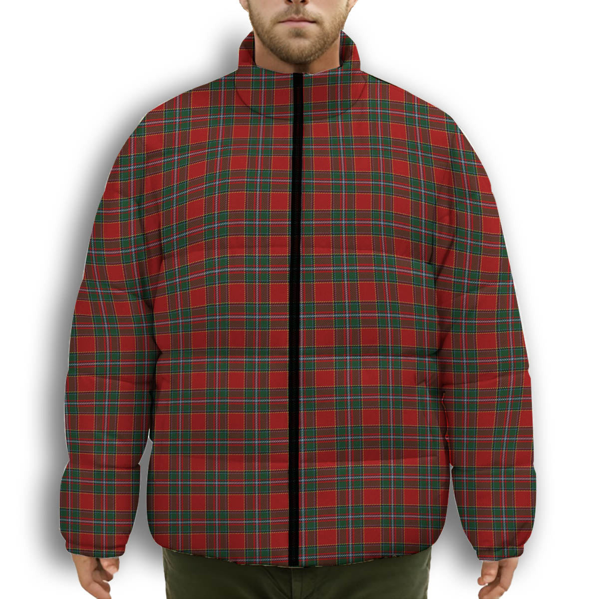 ScotsTee Shop Scottish Drummond Ancient Premium Tartan Collar Down Jacket Winter White Duck Down Plaid