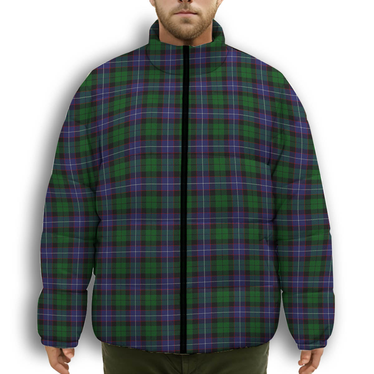ScotsTee Shop Scottish Galbraith Premium Tartan Collar Down Jacket Winter White Duck Down Plaid