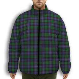 ScotsTee Shop Scottish Galbraith Premium Tartan Collar Down Jacket Winter White Duck Down Plaid