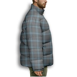ScotsTee Shop Scottish Essence of Harris Premium Tartan Collar Down Jacket Winter White Duck Down Plaid