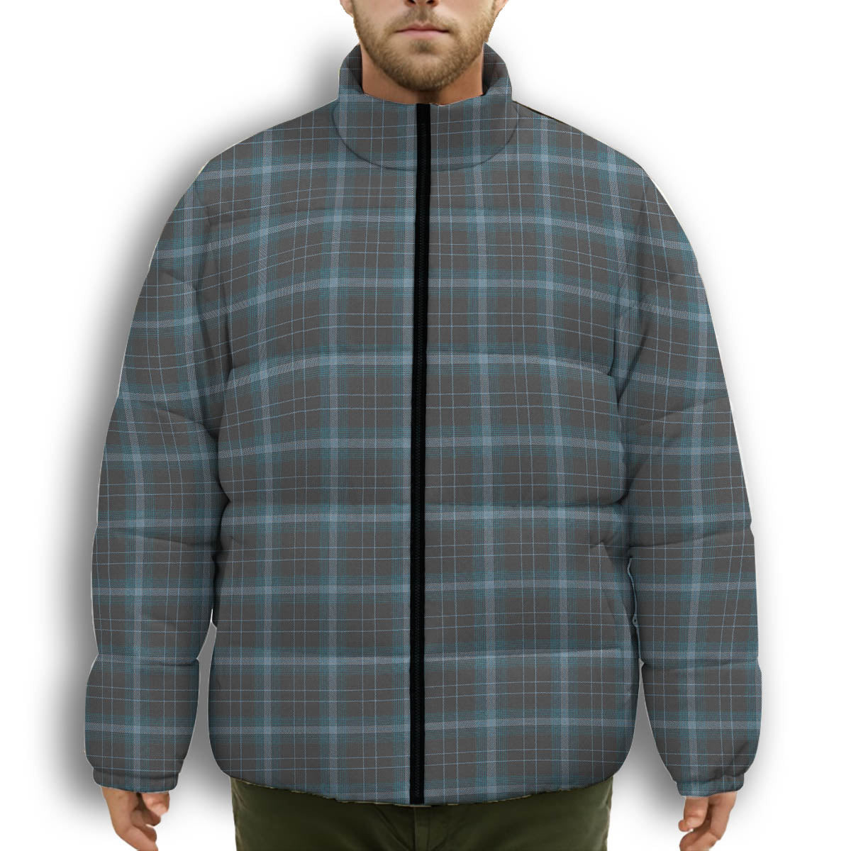 ScotsTee Shop Scottish Essence of Harris Premium Tartan Collar Down Jacket Winter White Duck Down Plaid