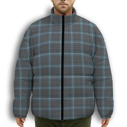 ScotsTee Shop Scottish Essence of Harris Premium Tartan Collar Down Jacket Winter White Duck Down Plaid