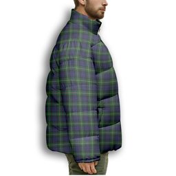 ScotsTee Shop Scottish Forbes Premium Tartan Collar Down Jacket Winter White Duck Down Plaid