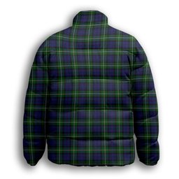 ScotsTee Shop Scottish Forbes Premium Tartan Collar Down Jacket Winter White Duck Down Plaid
