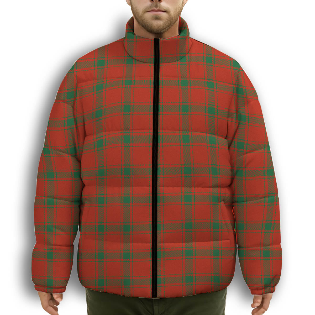ScotsTee Shop Scottish Donald of Sleat Ancient Premium Tartan Collar Down Jacket Winter White Duck Down Plaid