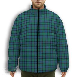 ScotsTee Shop Scottish Flower Of Scotland Premium Tartan Collar Down Jacket Winter White Duck Down Plaid