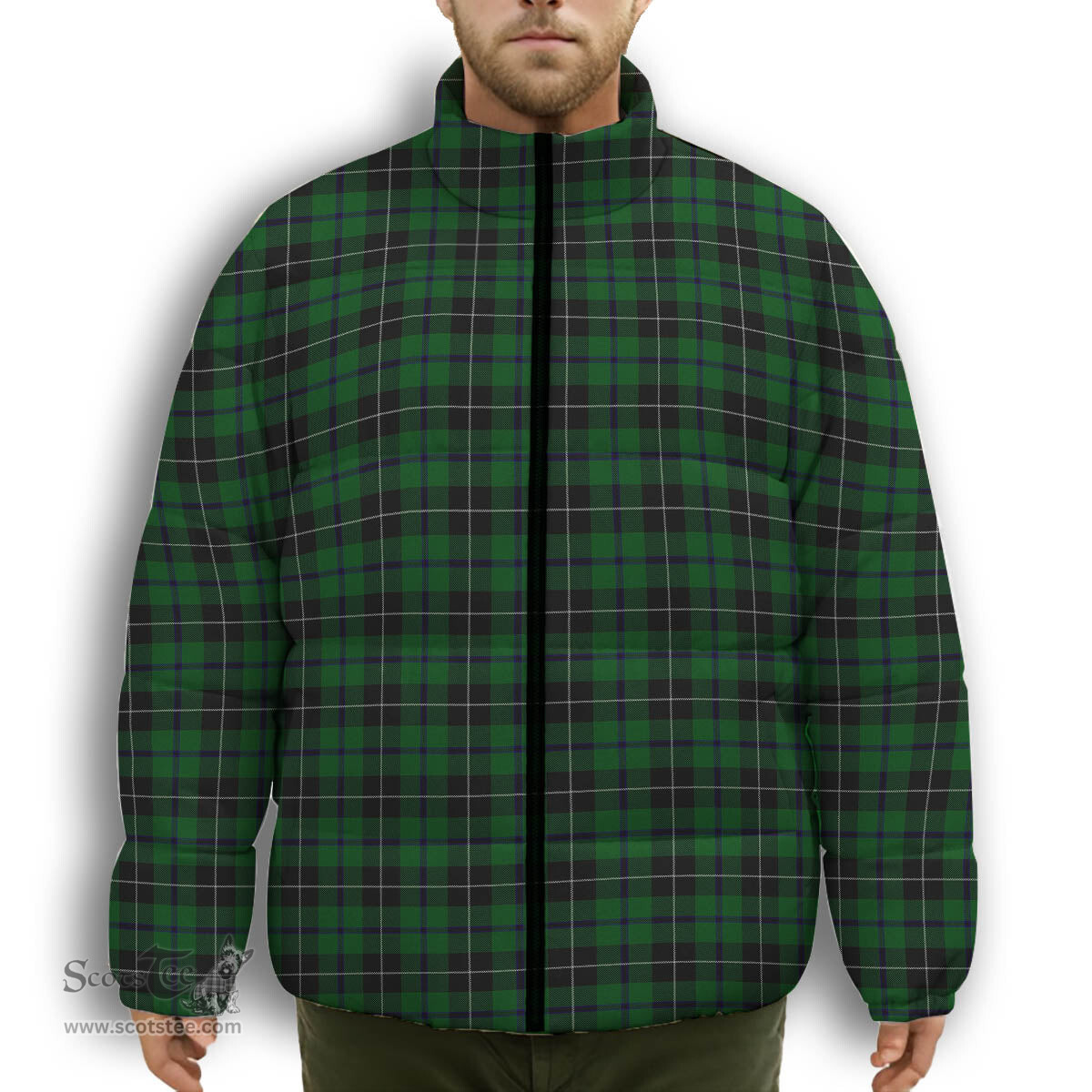 ScotsTee Shop Scottish Douglas alternative threadcount Premium Tartan Collar Down Jacket Winter White Duck Down Plaid