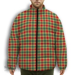 ScotsTee Shop Scottish Gibsone Modern Premium Tartan Collar Down Jacket Winter White Duck Down Plaid