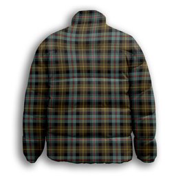 ScotsTee Shop Scottish Farquharson Weathered Premium Tartan Collar Down Jacket Winter White Duck Down Plaid