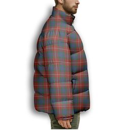 ScotsTee Shop Scottish Fraser Ancient Premium Tartan Collar Down Jacket Winter White Duck Down Plaid