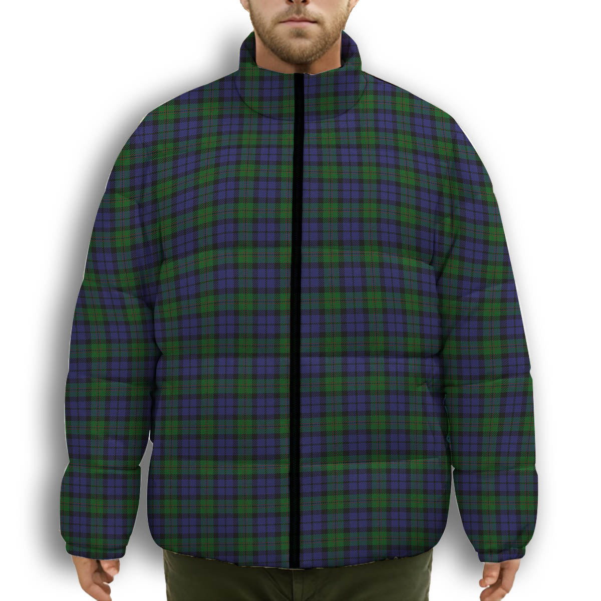 ScotsTee Shop Scottish Dundas Premium Tartan Collar Down Jacket Winter White Duck Down Plaid