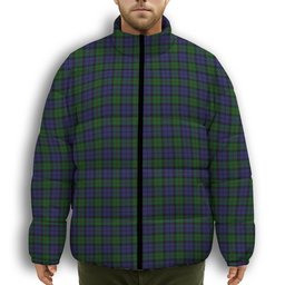 ScotsTee Shop Scottish Dundas Premium Tartan Collar Down Jacket Winter White Duck Down Plaid
