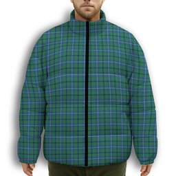 ScotsTee Shop Scottish Douglas Ancient Premium Tartan Collar Down Jacket Winter White Duck Down Plaid