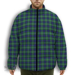 ScotsTee Shop Scottish Douglas Premium Tartan Collar Down Jacket Winter White Duck Down Plaid
