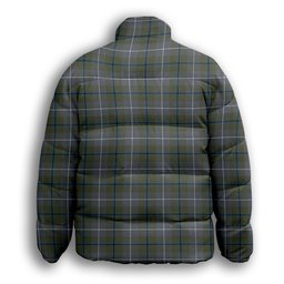 ScotsTee Shop Scottish Douglas Green Ancient Premium Tartan Collar Down Jacket Winter White Duck Down Plaid