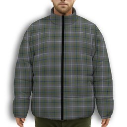 ScotsTee Shop Scottish Douglas Green Ancient Premium Tartan Collar Down Jacket Winter White Duck Down Plaid