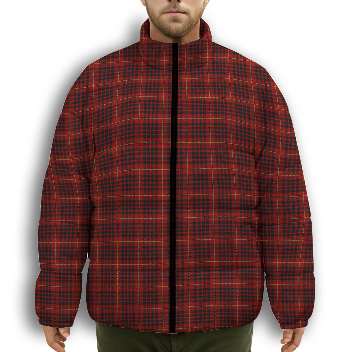 ScotsTee Shop Scottish Donald of Ardnamurchan Premium Tartan Collar Down Jacket Winter White Duck Down Plaid
