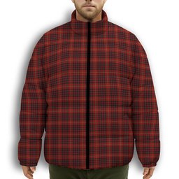 ScotsTee Shop Scottish Donald of Ardnamurchan Premium Tartan Collar Down Jacket Winter White Duck Down Plaid