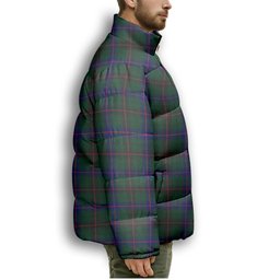ScotsTee Shop Scottish Davidson Modern Premium Tartan Collar Down Jacket Winter White Duck Down Plaid