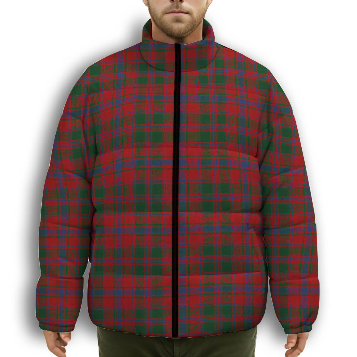 ScotsTee Shop Scottish Drummond 2 Premium Tartan Collar Down Jacket Winter White Duck Down Plaid