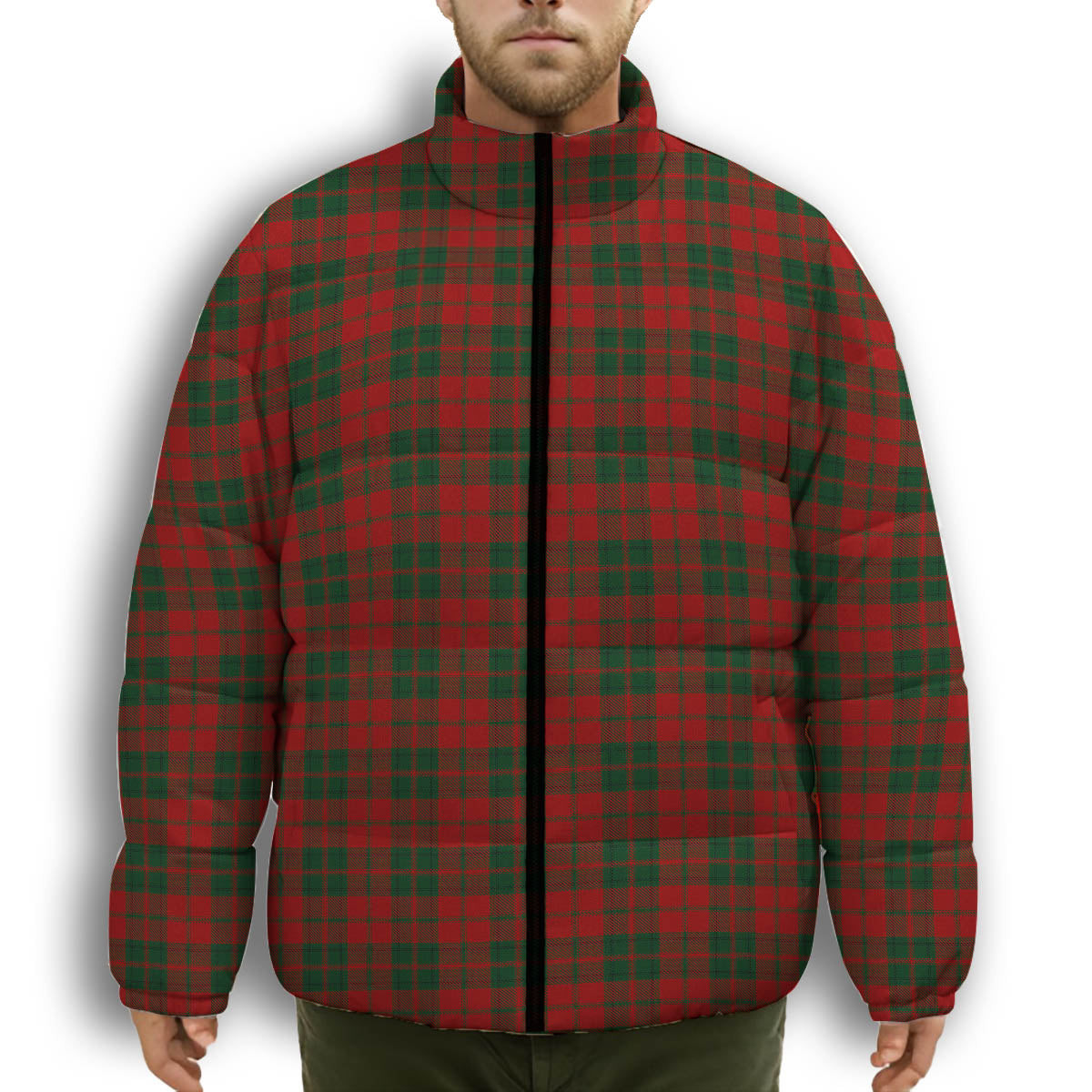 ScotsTee Shop Scottish Drummond 3 Premium Tartan Collar Down Jacket Winter White Duck Down Plaid