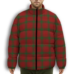 ScotsTee Shop Scottish Donald of Sleat Premium Tartan Collar Down Jacket Winter White Duck Down Plaid