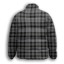 ScotsTee Shop Scottish Drummond Grey Modern Premium Tartan Collar Down Jacket Winter White Duck Down Plaid