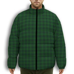 ScotsTee Shop Scottish Dunbar Hunting Premium Tartan Collar Down Jacket Winter White Duck Down Plaid