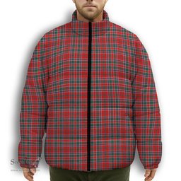ScotsTee Shop Scottish Donald of Lochmaddy Modern Premium Tartan Collar Down Jacket Winter White Duck Down Plaid