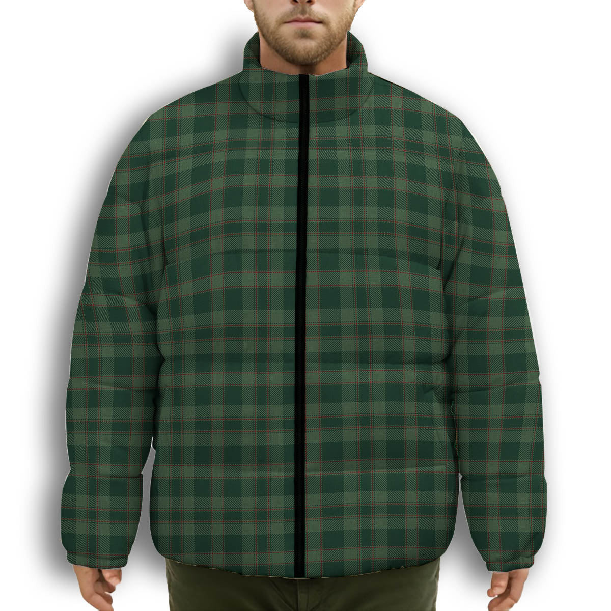 ScotsTee Shop Scottish Donachie of Brockloch Hunting Premium Tartan Collar Down Jacket Winter White Duck Down Plaid