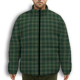 ScotsTee Shop Scottish Donachie of Brockloch Hunting Premium Tartan Collar Down Jacket Winter White Duck Down Plaid
