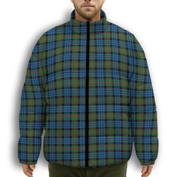ScotsTee Shop Scottish Fletcher of Dunans Ancient Premium Tartan Collar Down Jacket Winter White Duck Down Plaid