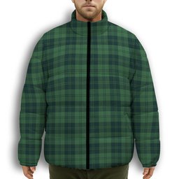 ScotsTee Shop Scottish Erskine Hunting Modern Premium Tartan Collar Down Jacket Winter White Duck Down Plaid