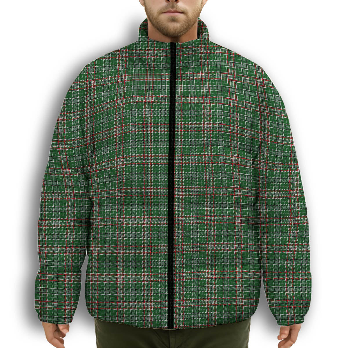 ScotsTee Shop Scottish Gayre Dress Premium Tartan Collar Down Jacket Winter White Duck Down Plaid