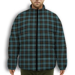 ScotsTee Shop Scottish Ewbank Ancient Clan Premium Tartan Collar Down Jacket Winter White Duck Down Plaid