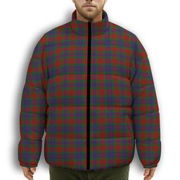 ScotsTee Shop Scottish Fraser 1800 Premium Tartan Collar Down Jacket Winter White Duck Down Plaid