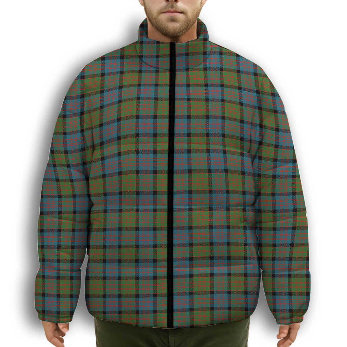 ScotsTee Shop Scottish Donald Ancient Premium Tartan Collar Down Jacket Winter White Duck Down Plaid