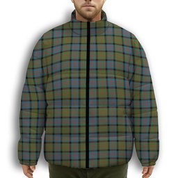 ScotsTee Shop Scottish Donald Ancient Premium Tartan Collar Down Jacket Winter White Duck Down Plaid