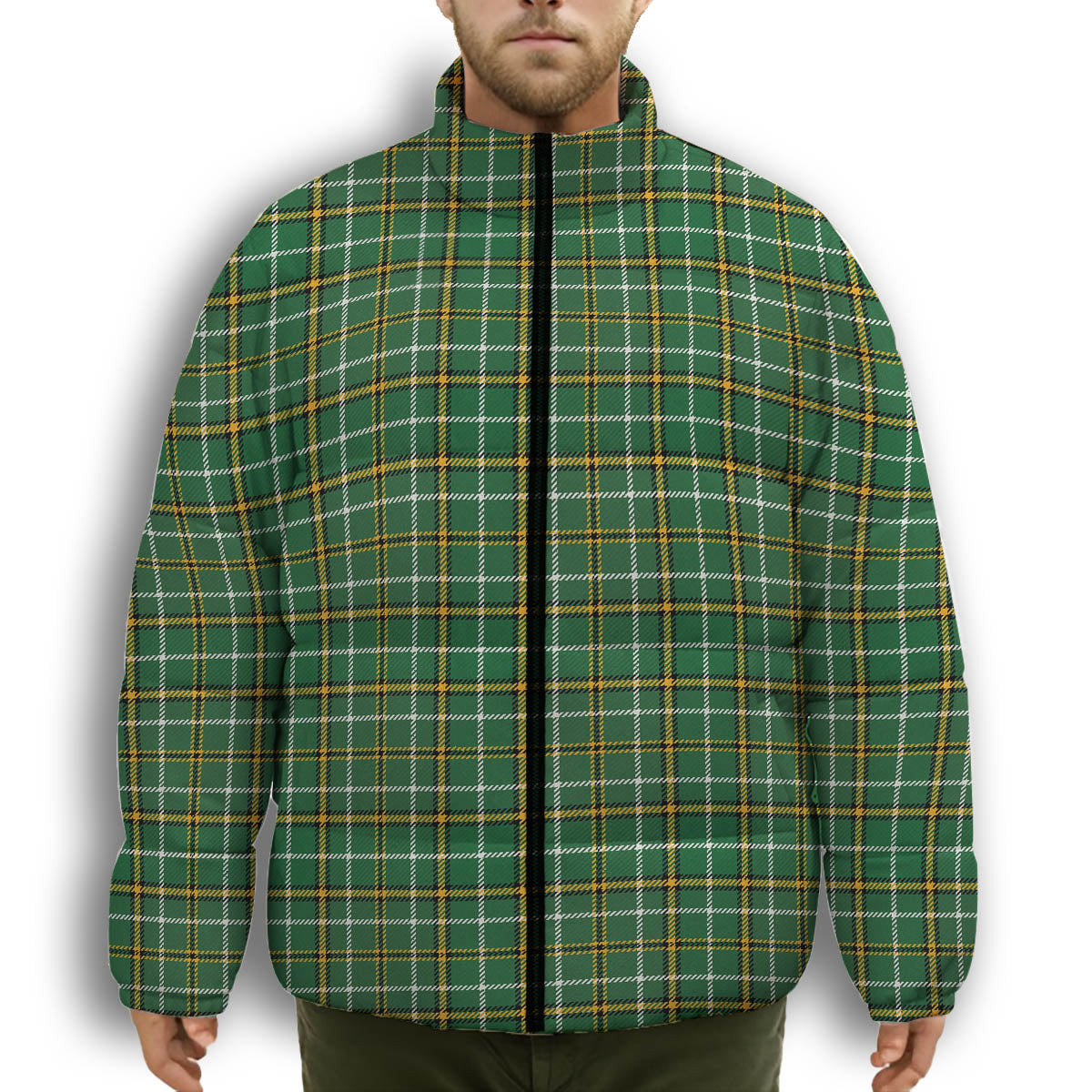 ScotsTee Shop Scottish Foster Hunting Ancient Premium Tartan Collar Down Jacket Winter White Duck Down Plaid