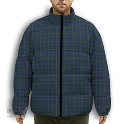 ScotsTee Shop Scottish Dalmeny Premium Tartan Collar Down Jacket Winter White Duck Down Plaid