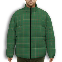 ScotsTee Shop Scottish Galloway Green Ancient Premium Tartan Collar Down Jacket Winter White Duck Down Plaid