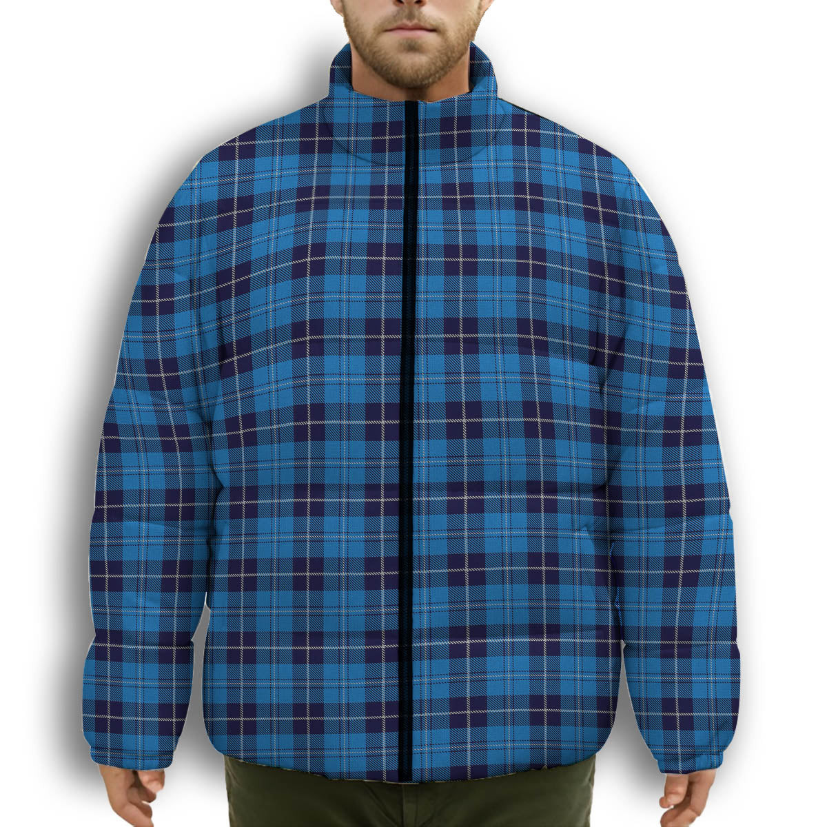 ScotsTee Shop Scottish Douglas Variation Premium Tartan Collar Down Jacket Winter White Duck Down Plaid