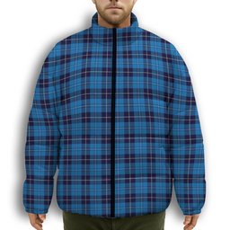 ScotsTee Shop Scottish Douglas Variation Premium Tartan Collar Down Jacket Winter White Duck Down Plaid