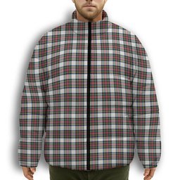 ScotsTee Shop Scottish Dennistoun Premium Tartan Collar Down Jacket Winter White Duck Down Plaid