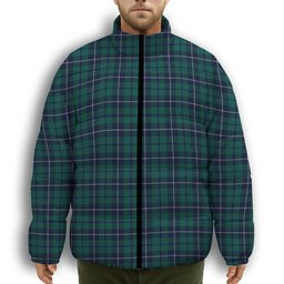 ScotsTee Shop Scottish Douglas Green Modern Premium Tartan Collar Down Jacket Winter White Duck Down Plaid